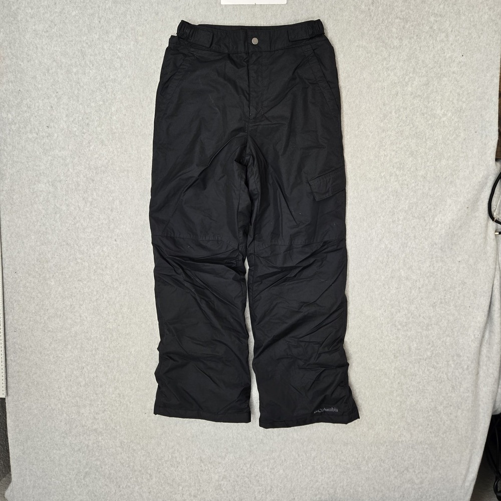 Columbia Kids Pants L Black Cargo Snow‎ Pants Fleece OUT-GROWN Snap 27"